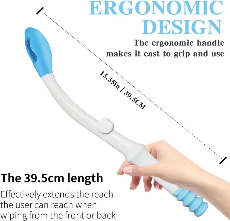 pegirra Foldable Toilet Aids for Wiping,15.7"Long Reach Comfort Toilet Wiping Aids Tools,Butt Wiper Self Wipe Assist Toilet Aids Wand,Bathroom Bottom Buddy Wiping Self Assist for Limited Mobility Elderly - Image 3